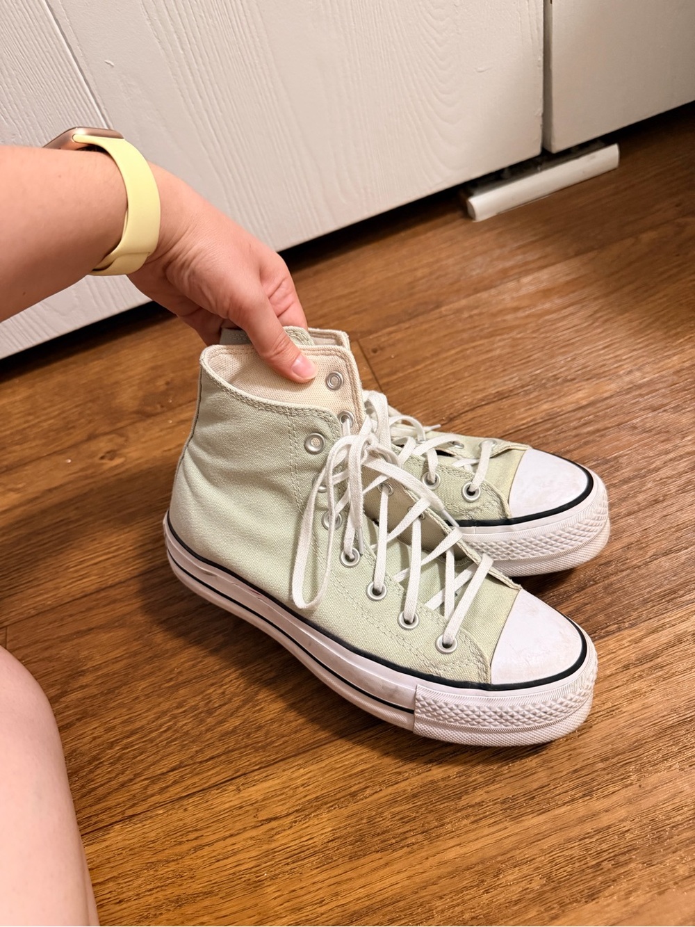 Converse High-Top Canvas Sneakers in Pale Mint Green